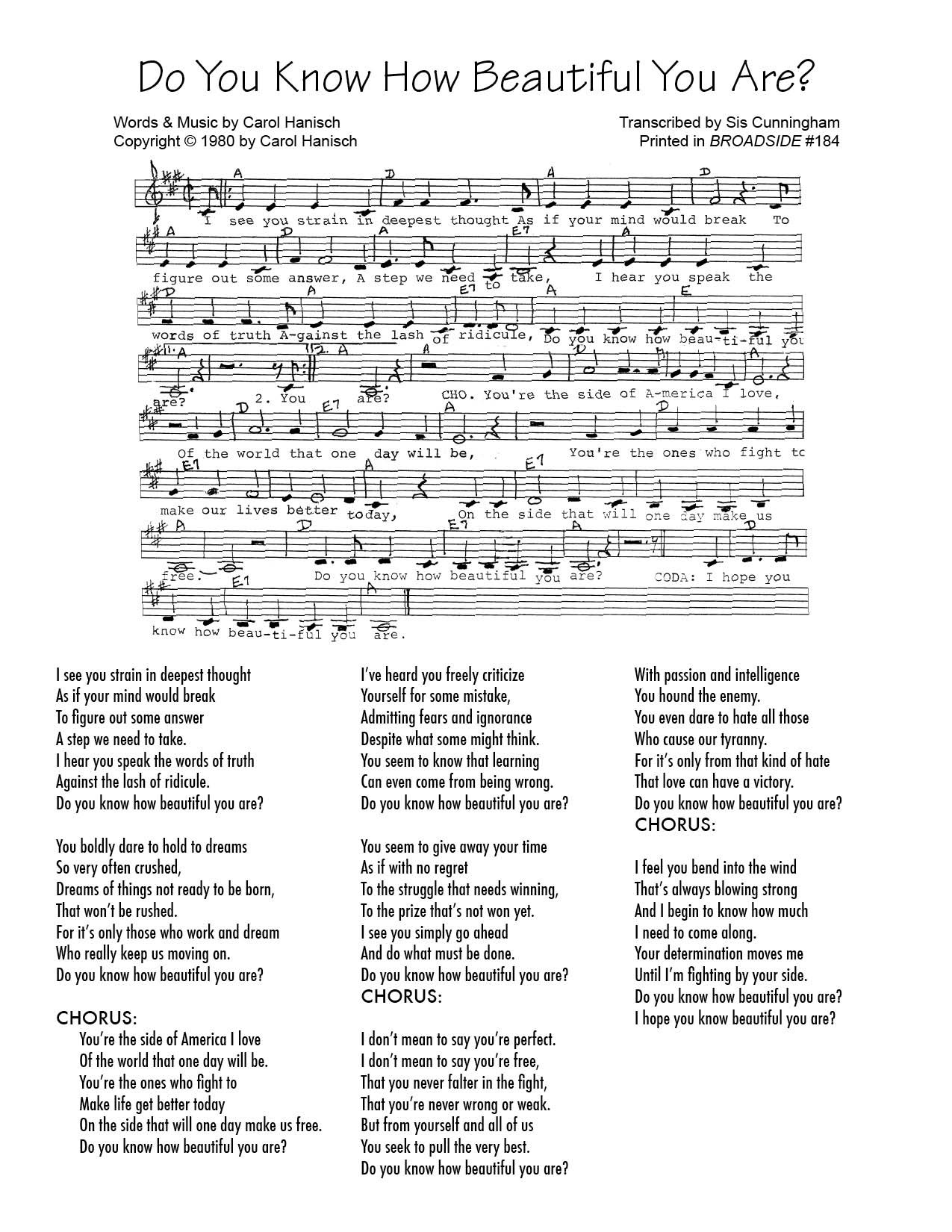 Feminist Song, How Beautiful